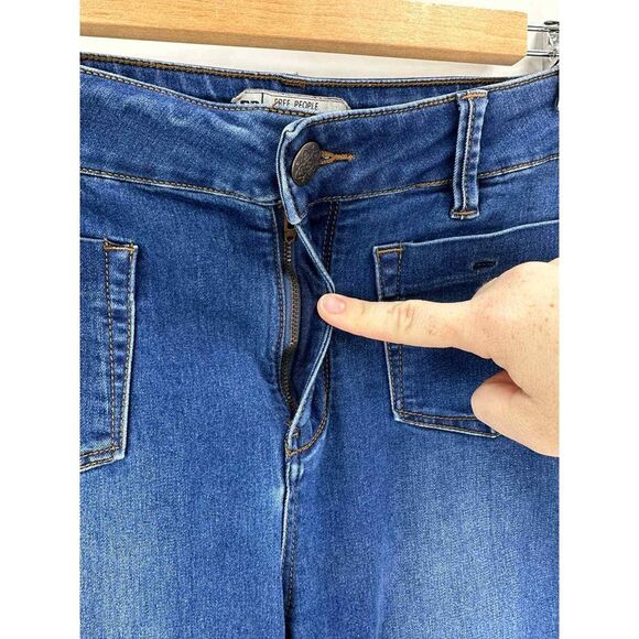 Free People Blue Jeans Flat Front Pockets Denim Women's Size 31 - Picture 5 of 9